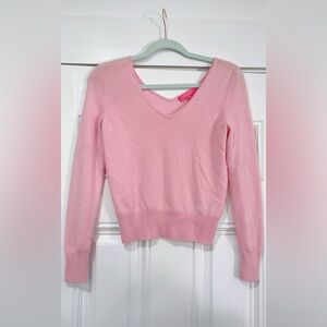Lilly Pulitzer pink v neck sweater cashmere size XS